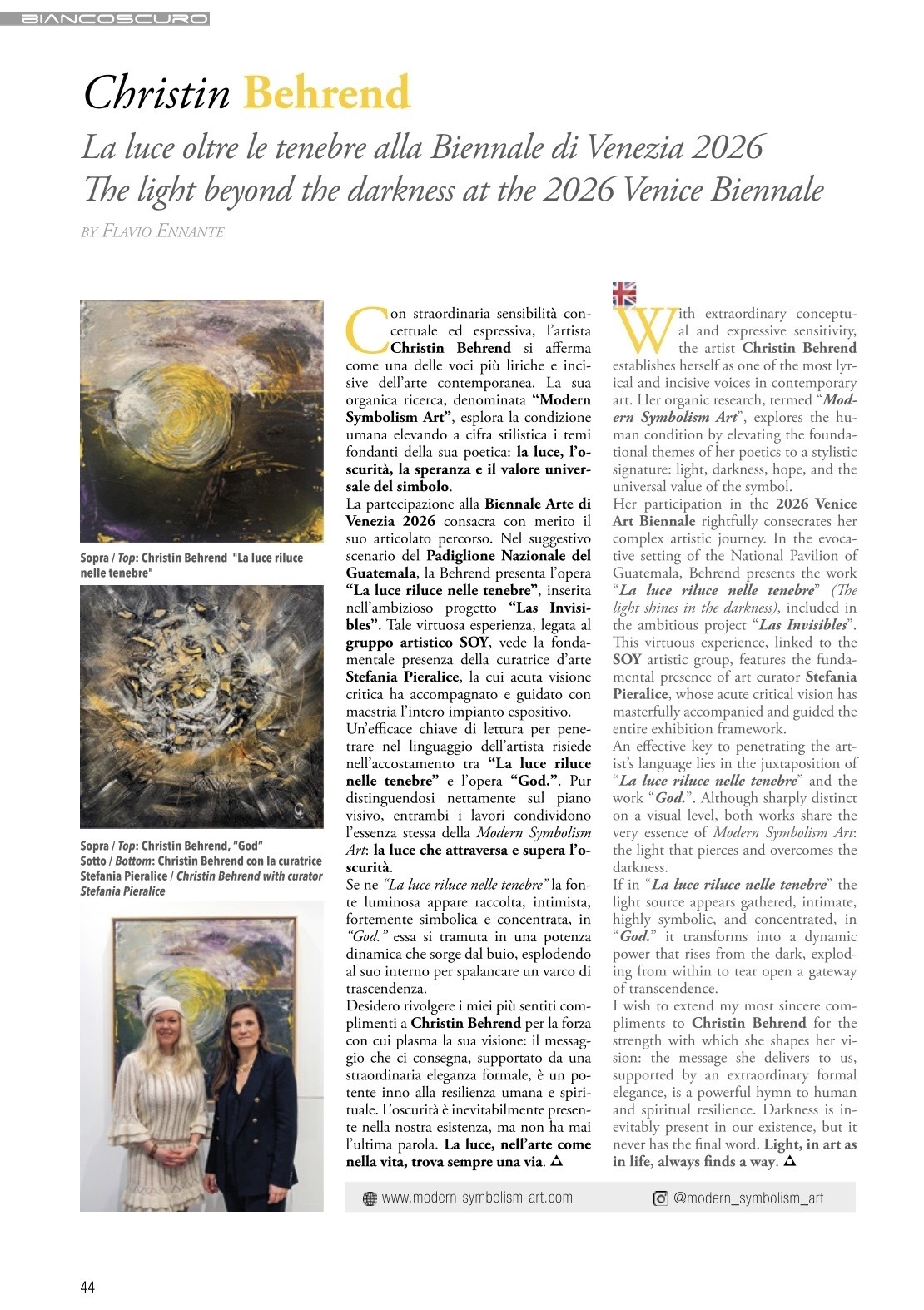 „Biancoscuro Art Magazine“, issue 78, page 44.